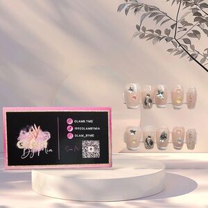 White French Tip Handmade Press on nail Medium size short set